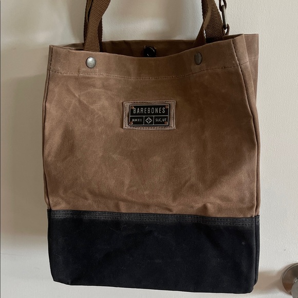 Brown and Black Coated Canvas Tote Bag - Picture 1 of 8